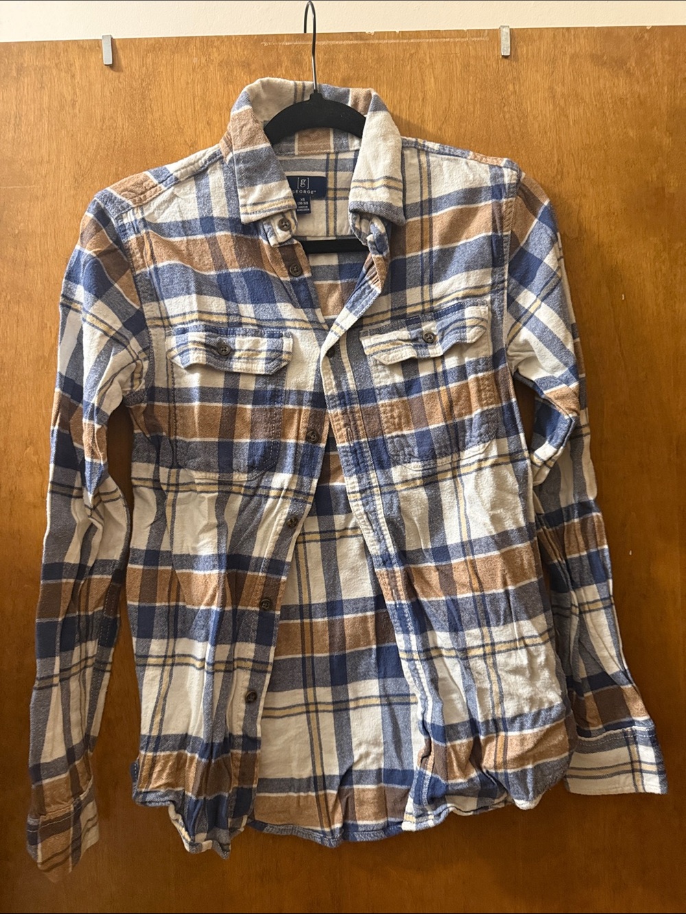 George Brown Blue and White Plaid Button-Down Shirt